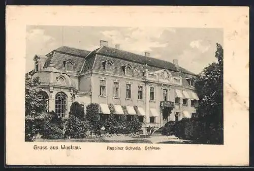 AK Wustrau /Ruppiner Schweiz, Blick auf das Schloss