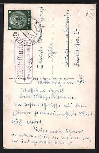 AK Mittelbuch, Geschäft von Josef Kramer und Ortsansicht