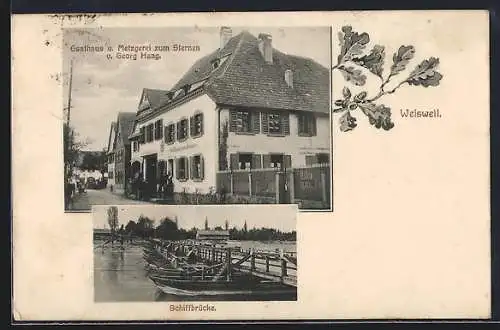 AK Weisweil / Baden, Gasthaus und Metzgerei zum Sternen v. Georg Haag, Schiffbrücke