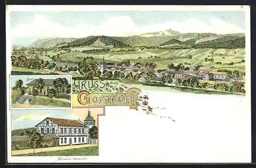 Lithographie Gorndorf, Panorama, Saal, Hofmanns Restaurant