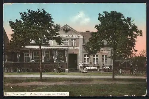 AK Burg /Spreewald, Restaurant zum Reichsadler in der Strassenansicht