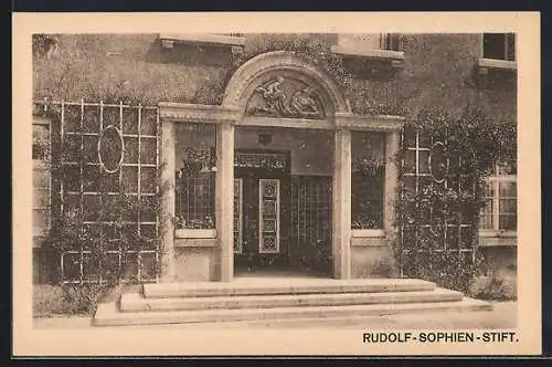 AK Stuttgart-Wildpark, Rudolf-Sophien-Stift, Blick auf den Eingang