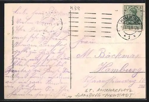 AK Hamburg-Neustadt, Anscharplatz, St. Anschar-Kapelle, Schule u. Diaconissenheim
