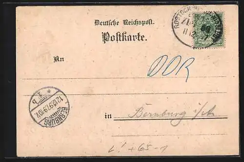 Lithographie Rostock, Central Bahnhof, Perron, Speisesaal
