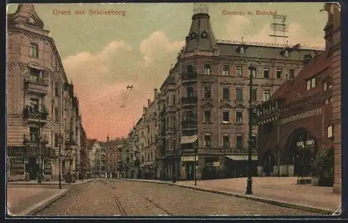 AK Schöneberg, Eberstrasse mit Bahnhof