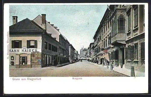 AK Klagenfurt, Geschäft v. Johann Kaiser, Burggasse
