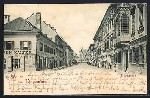 AK Klagenfurt, Geschäft v. Johann Kaiser, Burggasse