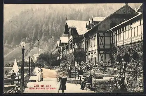 AK Zell am See, Hotel Kaiserin Elisabeth mit Promenade