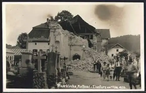 AK Mattsee, Pfarrkirche nach dem Einsturz 1926