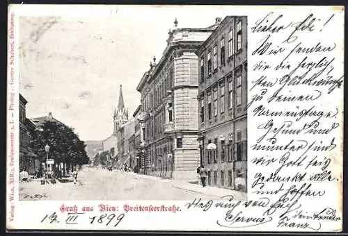 AK Wien, Breitenseerstrasse mit Geschäften und Passanten