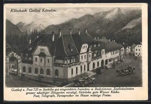Künstler-AK Kötschach im Gailtal, Gasthof Zur Post