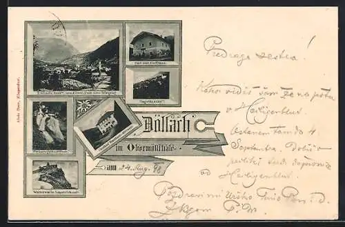 AK Döllach im Obermöllthal, Post und Gasthaus, Wetterwarte Sonnenblick, Zirknitzfall