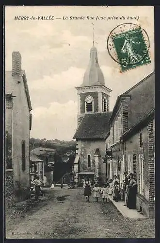 AK Merry-la-Vallée, La Grande Rue, vue prise du haut