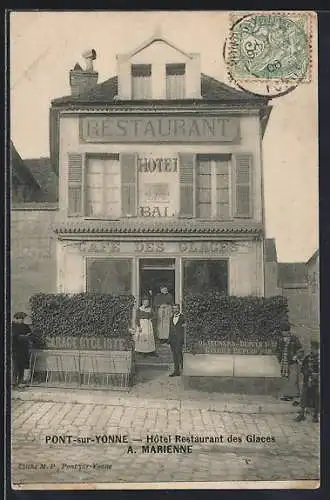AK Pont-sur-Yonne, Hotel Restaurant des Glaces, Propr. A. Marienne