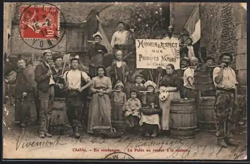 AK Chablis, En vendanges, La Pelée au retour a la maison