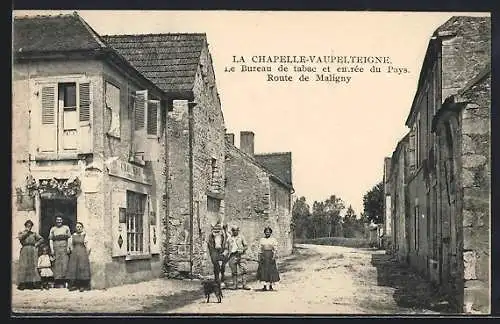 AK La Chapelle-Vaupelteigne, Le Bureau de tabac et entrée du Pays, Route de Maligny