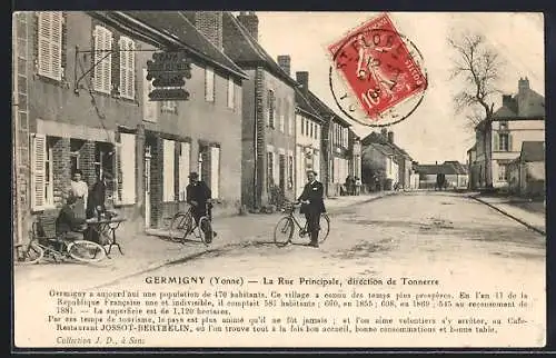 AK Germigny /Yonne, La Rue Principale, direction de Tonnerre