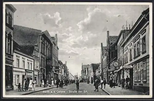 AK Barth a. d. Ostsee, Strasse der SA, Hotel Geb. Peters