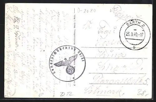 AK Barth a. d. Ostsee, Strasse der SA, Hotel Geb. Peters