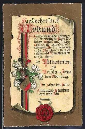 AK Vechta /Herzogtum Oldenburg, Absolvia der Abiturienten 1908