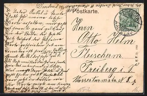 AK Dresden, Parseval im Fluge über der Stadt, Zeppelin