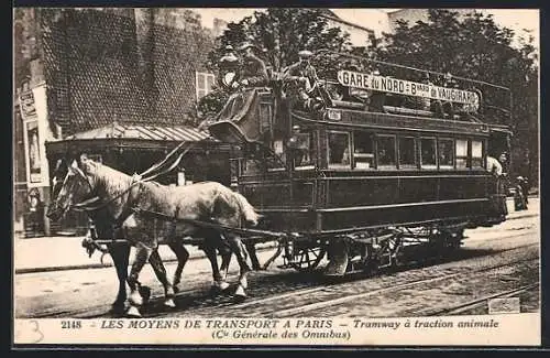 AK Paris, Les Moyens de Transport a Paris, Pferdebahn