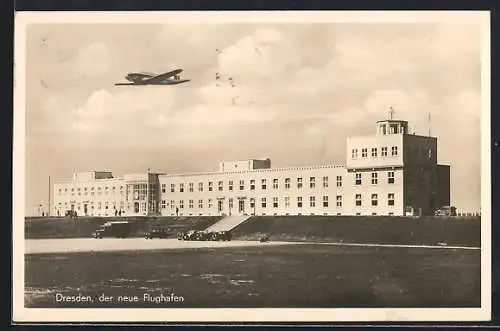 AK Dresden, Neuer Flughafen mit Flugzeug