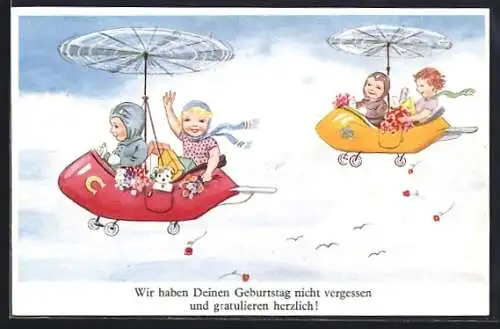 AK Kinder in bunten Hubschraubern