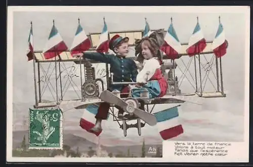 AK Kinder in einem Flugzeug