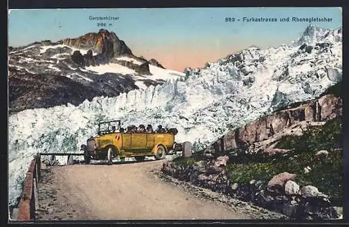 AK Autobus auf der Furkastrasse am Rhonegletscher
