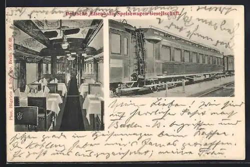 AK Aussen- und Innenansicht des Deutsche Eisenbahn-Speisewagens