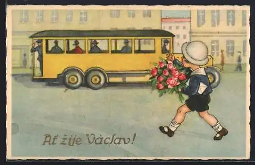 AK Kind läuft zu einem Autobus