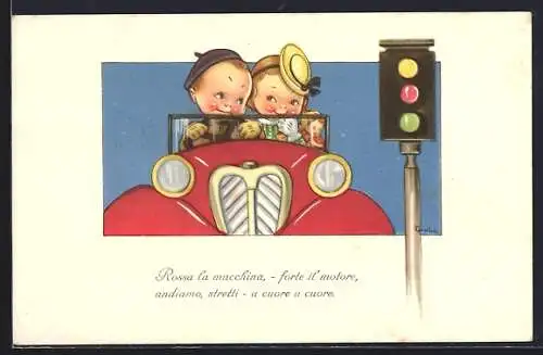 AK Kinder im Auto an einer Ampel