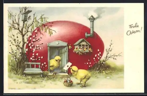AK Osterküken bringt Brief und Ostereier an die Haustür