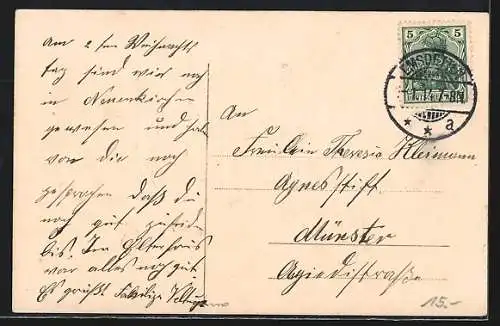 Präge-AK Neujahrsgruss, Jahreszahl 1914 mit Kleeblättern