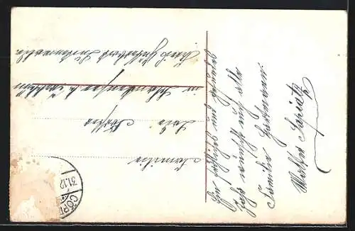 Präge-AK Jahreszahl 1912 mit goldenen Kleeblättern, Neujahr