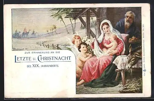 AK Engel bei der heiligen Familie, Letzte Christnacht des XIX. Jahrhunderts