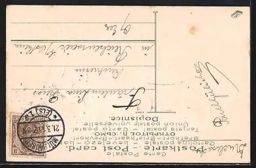 Präge-AK Osterengel erscheint einem Bauern auf dem Felde