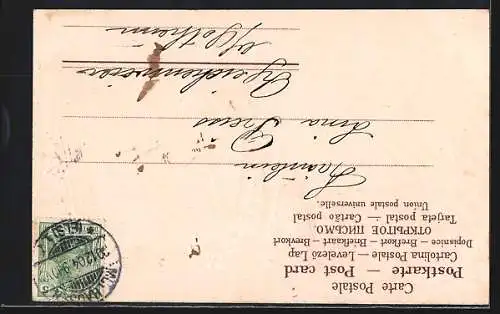 Präge-AK Kind kehrt die Reste des letzten Jahres für das Neujahr davon