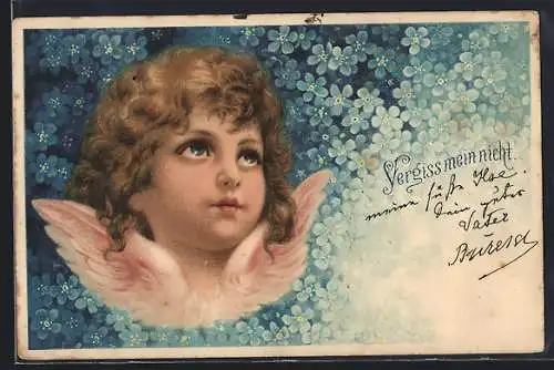 AK Engel inmitten von Vergissmeinnicht
