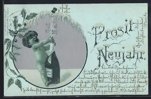 AK Kind lässt Sektkorken zu Neujahr knallen