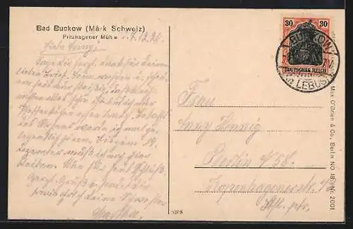 AK Buckow / Märk. Schweiz, Pritzhagener Mühle