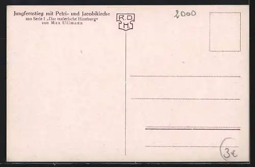 AK Hamburg-Neustadt, Jungfernstieg mit Petri- und Jacobikirche, Strassenbahn