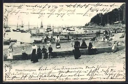 AK Hamburg-Altona, Elbstrandpartie mit Badegästen