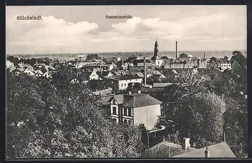 AK Glückstadt, Gesamtansicht über die Dächer