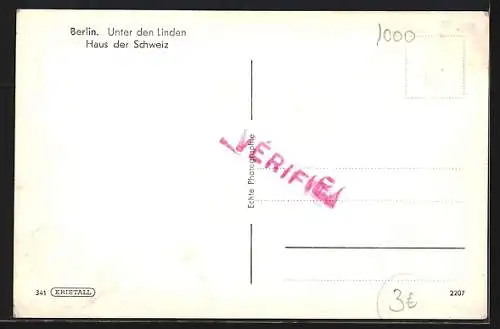 AK Berlin, Unter den Linden, Haus der Schweiz