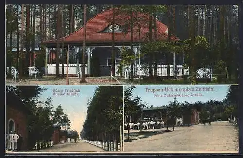 AK Zeithain, Truppen-Uebungsplatz, König Friedrich August-Strasse, Milch Trinkhalle