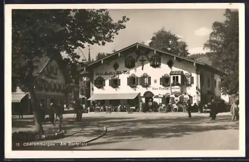 AK Oberammergau, Gasthaus alte Post am Dorfplatz
