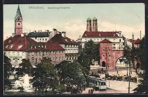 AK München, Sendlingertorplatz, Strassenbahn