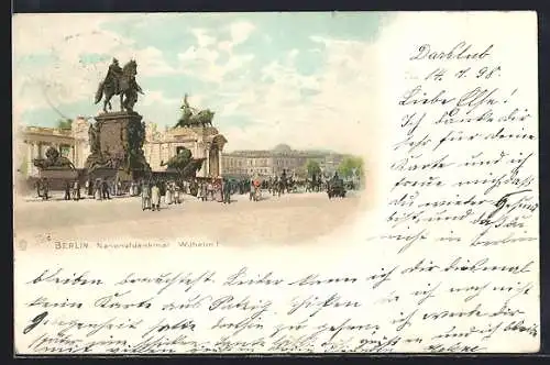 Lithographie Berlin, Nationaldenkmal Kaiser Wilhelm I.